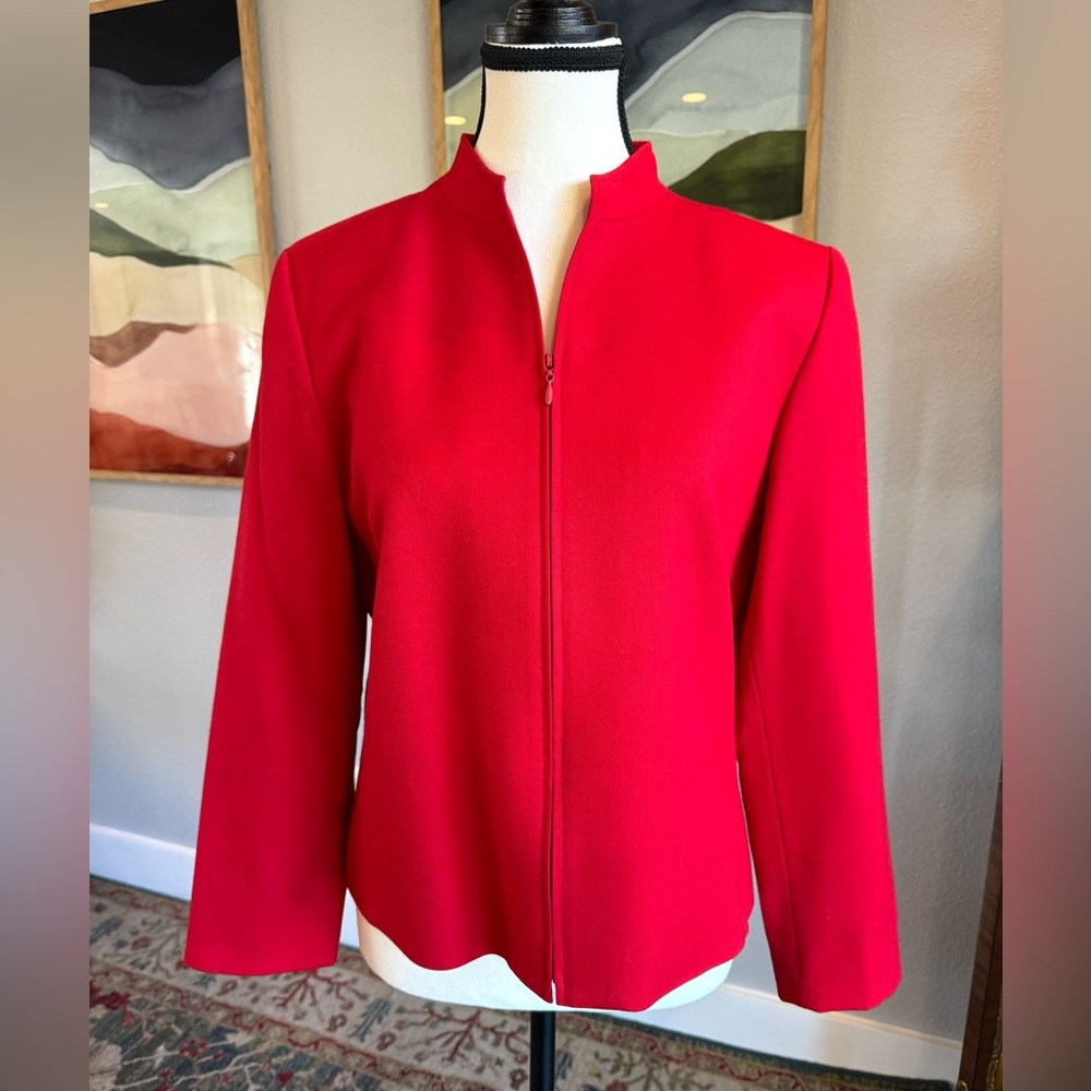 Pendleton Red Virgin Wool Zip Front Jacket - image 5